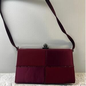 Vintage Valerie Stevens Cocktail Crossbody / Handbag Purse Magenta Pink Satin JL